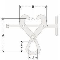 A = altura mín./máx. B = anchura mín./máx. G = altura útil de la anillaJ = anchura útil de la anilla