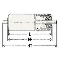 - L: rodillo longitud- EF: rodillo longitud + 6 mm- HT: longitud total = rodillo longitud + 30 mm