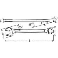 B / B': cabeza ØC: horquilla, grosorC': cabeza alturaE: inclinaciónL : longitud