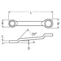 B / B': Ø cabezaC / C': altura cabezaD x D': inclinaciónL: longitud