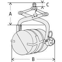 B = ancho totalC = anilla de enganche altura útil