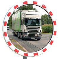Espejo de tráfico de policarbonato con marco rojo/blanco - Dancop