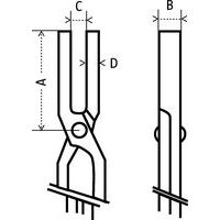 A: altura cabezaB: anchura cabezaC: apertura mín.D: grosor mordazas