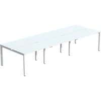 Mesa de escritorio recta compartida patas blancas/ tablero blanco Easydesk - 6 paños - Paperflow