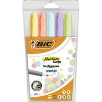 Subrayador Highlighter Grip - Pastel - Funda con surtido de 5 - BIC