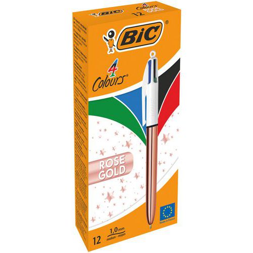 Bolígrafo de 4 colores oro rosa - Juego de 12 - BIC