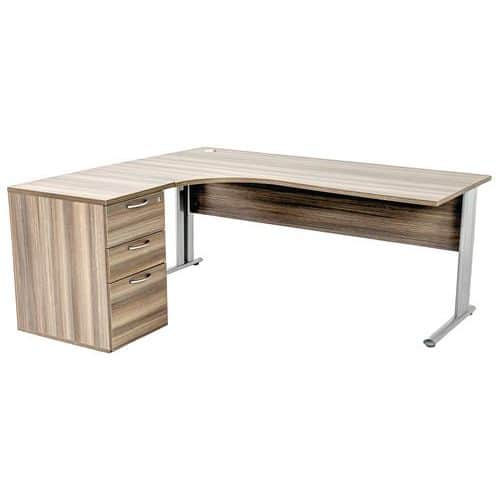 Mesa de oficina compacta con cajonera - Cedro - Manutan Expert