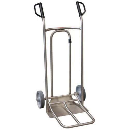 Carretilla inox 250 kg - Rueda de goma - Pala fija y replegable