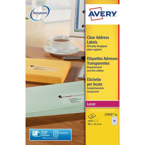 Etiquetas láser Avery transparentes