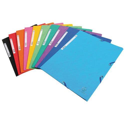 Carpeta de cartulina satinada con 3 solapas y elásticos - Colores surtidos - Paquete de 50