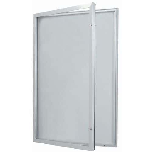 Vitrina de exterior con puerta batiente - Fondo de aluminio - Puerta de vidrio de seguridad - Cerradura difere