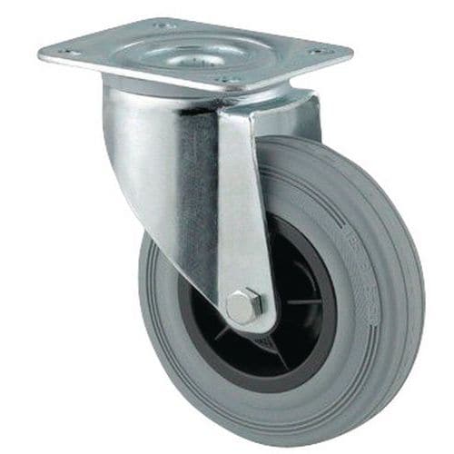 Rueda pivotante con pletina - Carga de 70 a 205 kg - Gris