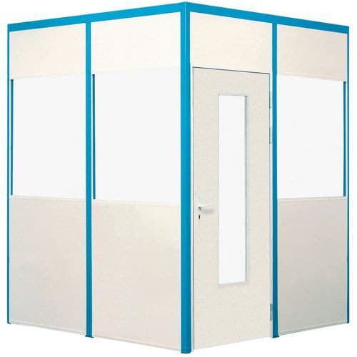 Cerramiento de tabique simple de melamina - Panel semiacristalado (esp. 4 mm) - Altura 3,01 m