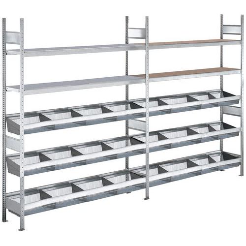 Estantería ancha Easy-Fix Plus - Cesta de rejilla - 2000x400 mm - Schulte