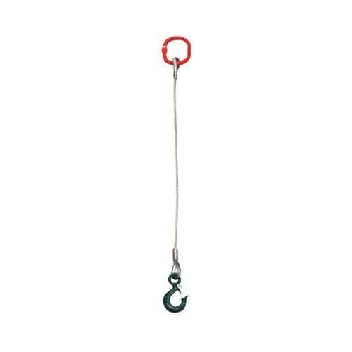 Eslinga de cable de acero 1 ramal - 1 malla simple + gancho de ojal con lengüeta - Capacidad 250 kg