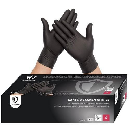 Guantes de examen de nitrilo - Negro - OneProtek