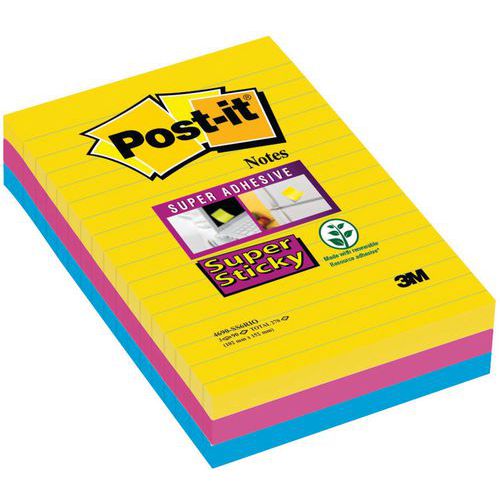 Bloc de notas de reunión, formato grande - Colores variados - Post-it Super Sticky