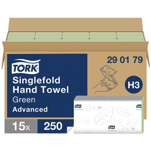 Toallitas de papel verdes Tork Advanced H3 - Plegadas en Z