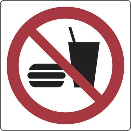 Panel de prohibición - Prohibido comer o beber - Aluminio