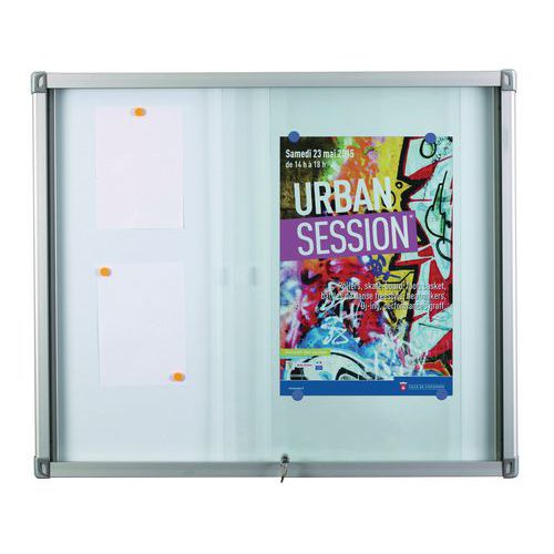 Vitrina de interior Leaf - Fondo de aluminio - Puerta de cristal de máxima seguridad