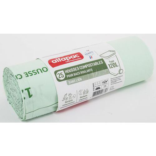 Bolsa compostable sin cinta - Residuos orgánicos - 120 L - Verde