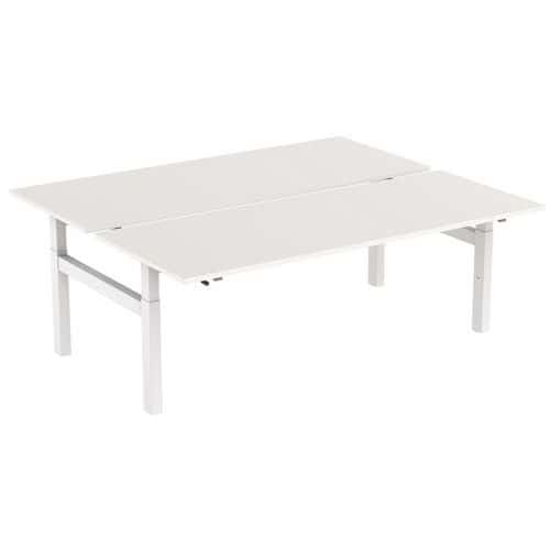 Escritorio recto ergonómico Bench con manivela, 2 plazas y patas en H - Kelli