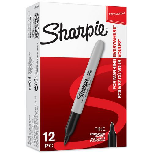 Juego de 12 marcadores permanentes de punta fina - surtidos - Sharpie®