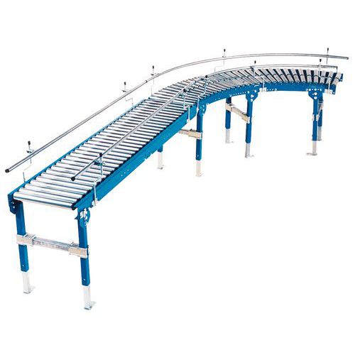 Curva de cinta transportadora gravitacional TRS con rodillos de acero Ø 60 mm - Somefi