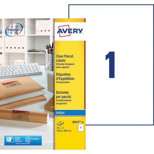 Etiqueta de envío transparente Avery - Impresión de chorro de tinta