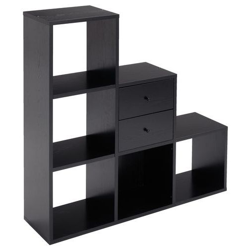 Mueble escalonado Maxicube 6 compartimentos - Negro/aliso/blanco - Artarredi