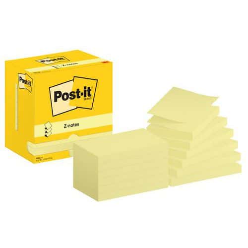 Post-it® Z-Notes de 76 x 127 mm, 12 bloques amarillos - Post-it®