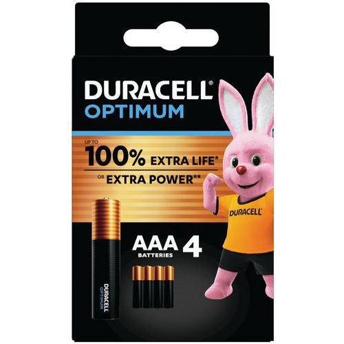 Pila alcalina Optimum AAA - 4 unidades - Duracell