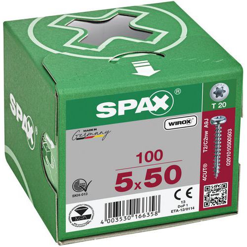 Caja de 100 tornillos universales de cabeza redonda TX Ø 5 mm - Spax