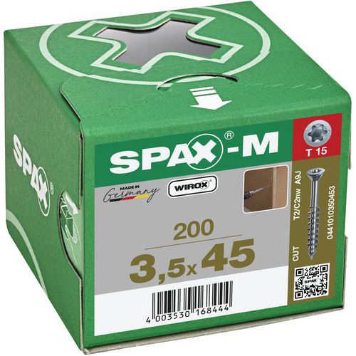 Caja de 200 tornillos universales de cabeza avellanada para paneles de MDF - Spax