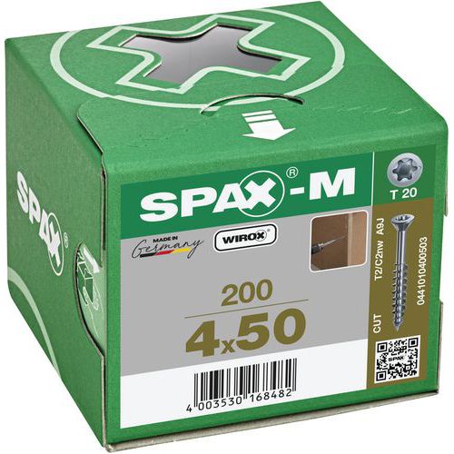 Caja de 200 tornillos universales de cabeza avellanada para paneles de MDF - Spax