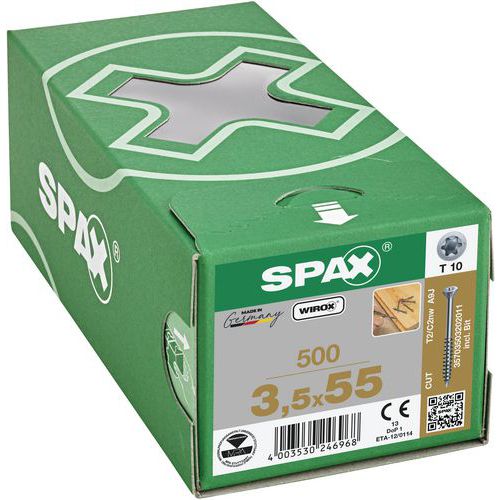 Caja de 500 tornillos de suelo con cabeza avellanada TX Ø 3,5 mm - Spax