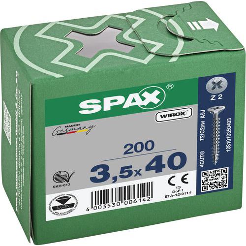 Caja de tornillos universales de cabeza avellanada PZ Ø 3 a 5 mm - Spax