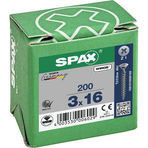 Caja de tornillos universales de cabeza avellanada PZ Ø 3 a 5 mm - Spax