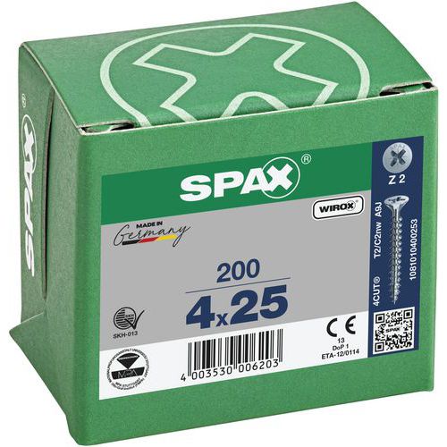 Caja de tornillos universales de cabeza avellanada PZ Ø 3 a 5 mm - Spax