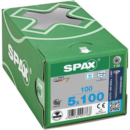 Caja de tornillos universales de exterior con cabeza avellanada TX Ø - Spax