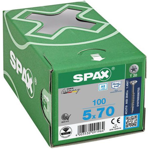 Caja de tornillos universales de exterior con cabeza avellanada TX Ø - Spax