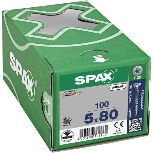 Caja de 100 tornillos universales de cabeza avellanada T-Star Plus TX Ø - Spax