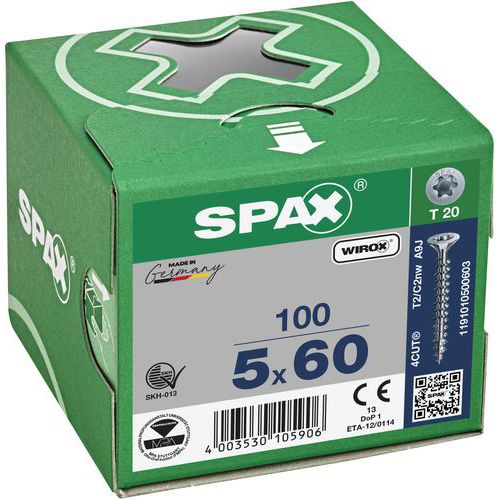 Caja de 100 tornillos universales de cabeza avellanada T-Star Plus TX Ø - Spax