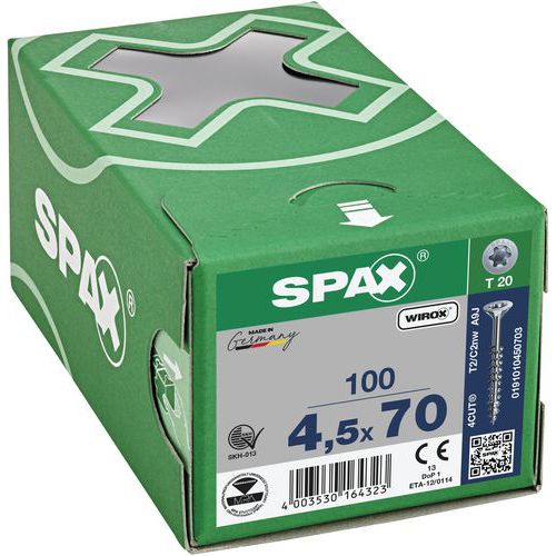 Caja de 100 tornillos universales de cabeza avellanada T-Star Plus TX Ø - Spax