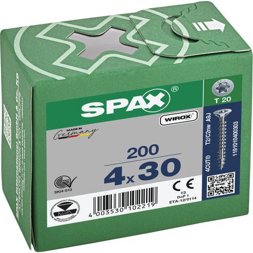 Caja de 200 tornillos universales de cabeza avellanada T-Star Plus TX Ø - Spax