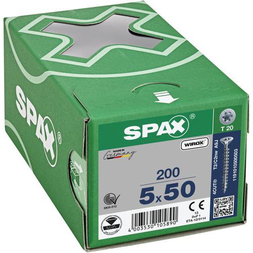 Caja de 200 tornillos universales de cabeza avellanada T-Star Plus TX Ø - Spax