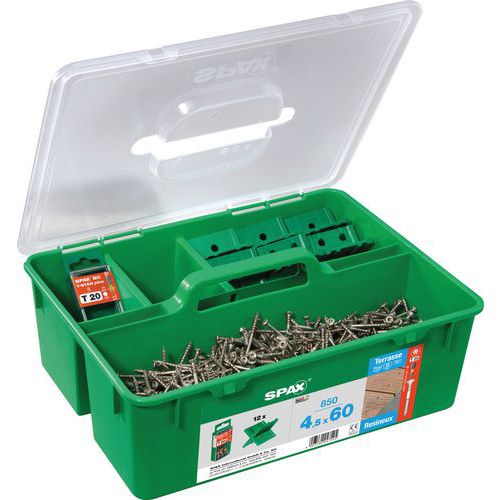 Kit de fijación para tarima de madera blanda de 850 tornillos - Spax