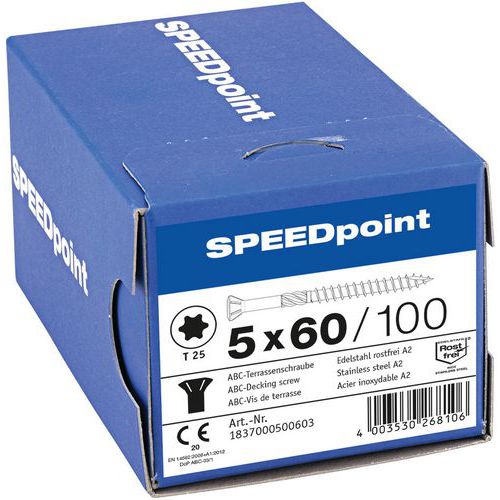 Caja de tornillos de acero inoxidable A2 de cabeza redonda TX Ø 5 mm - SpeedPoint