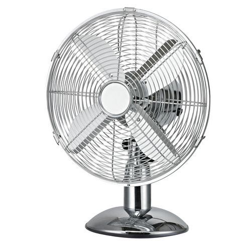 Ventilador de mesa de metal cromado de 25 cm - Manutan Expert