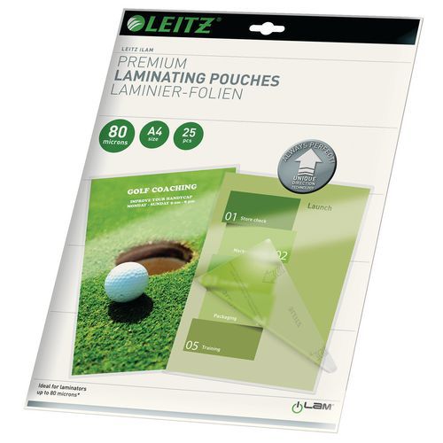 Funda de plastificación UDT, A4, 80 micras, paquete de 25 unidades, Leitz